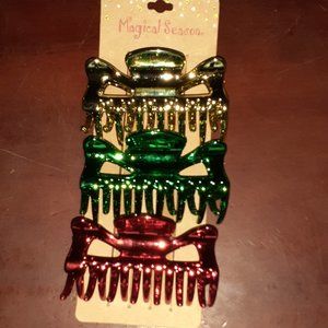 Magical Season 3 Piece Metallic Hair Clips New